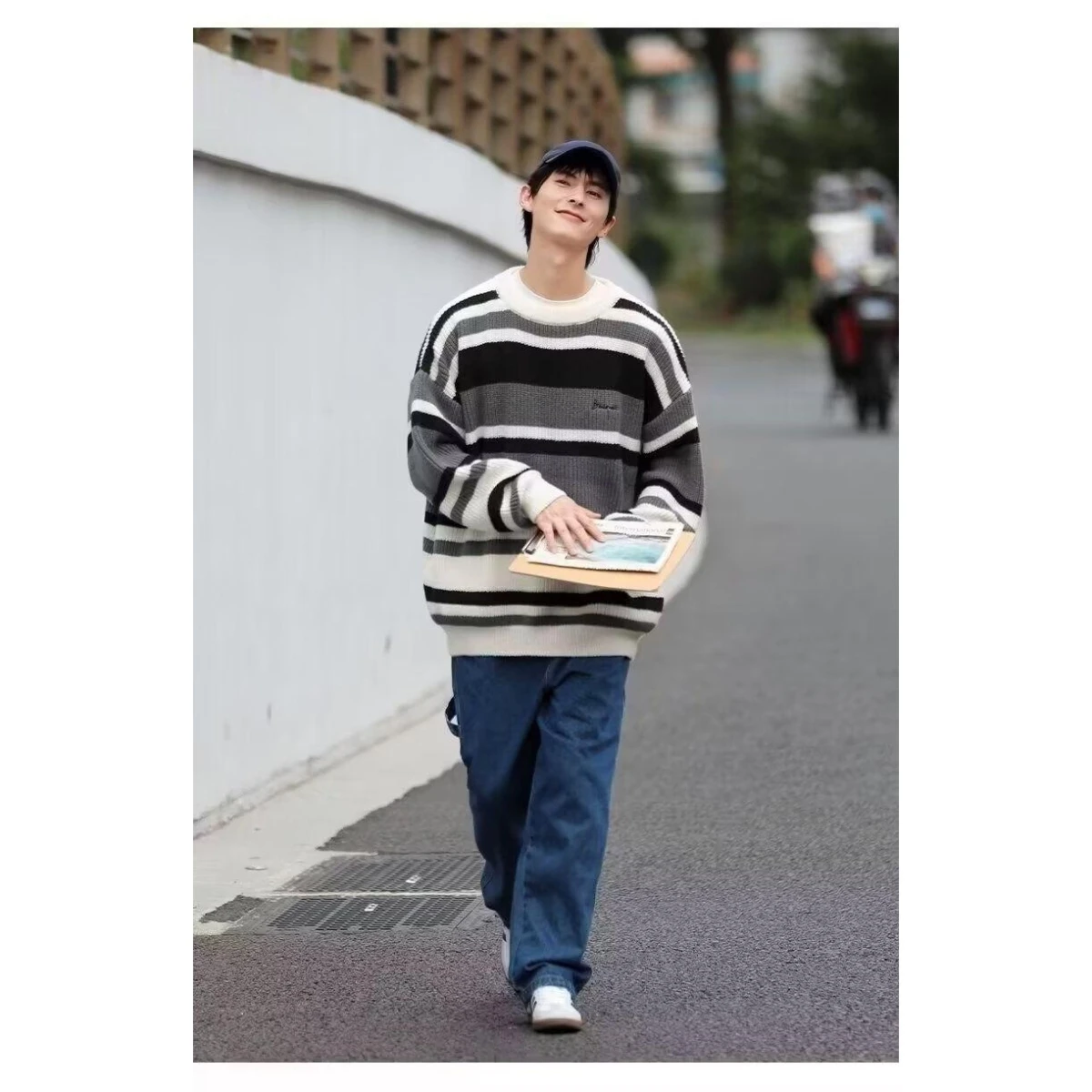 

Fall Winter V-Ne Knitted Sweater Cardigan Men's Color Casual Sle Loose Fit Long Sve Outerwear Polyester Fiber
