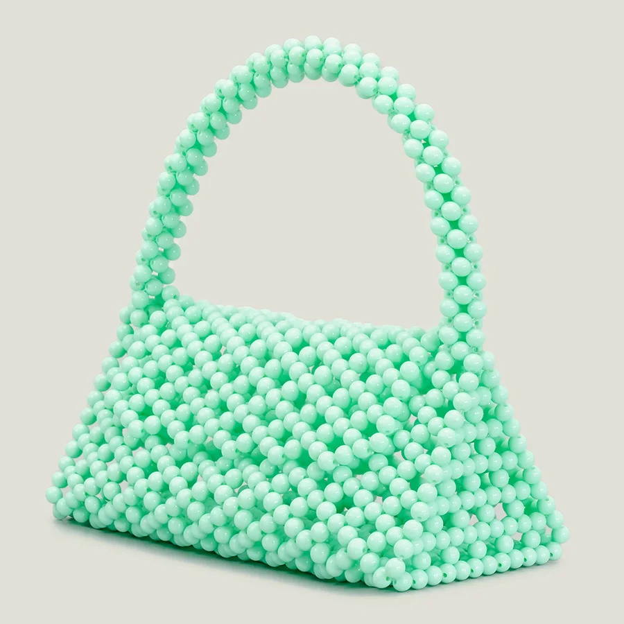 

Beaded Handbag for Women Acrylic Pearl Shoulder Bags Hollow Hand Weaving Underarm Bag Ladies Fashion Party Evening Bags Purses