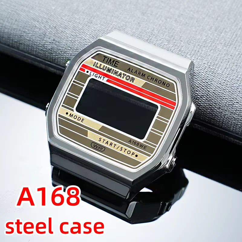 

Корпус для часов Casio A168/A168WA из нержавеющей стали, металлический безель с стеклом, водонепроницаемое кольцо, винты, инструменты, аксессуары