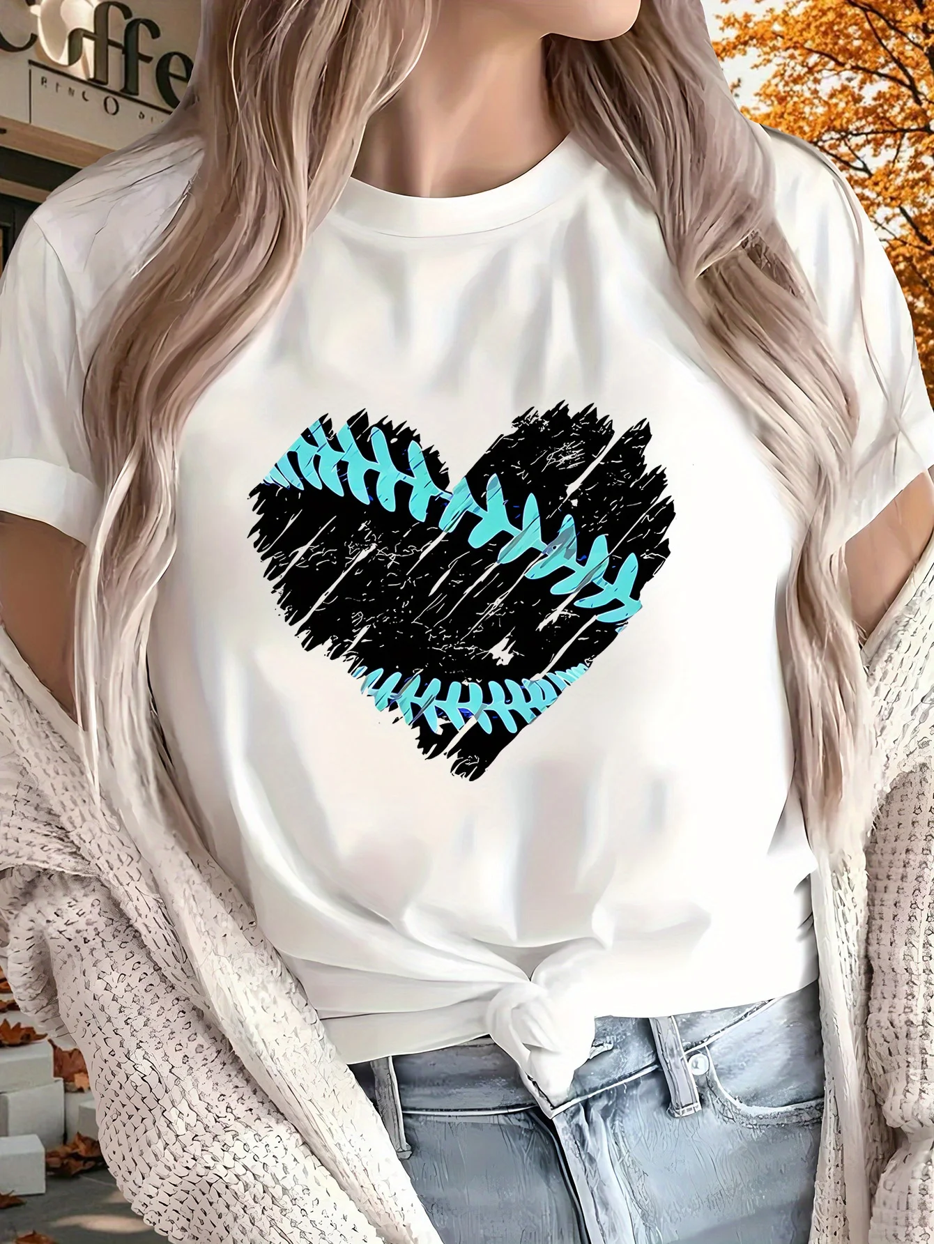 

Seasons Can Be Worn for Outdoor Home Sports Gift Valentine'S New Women'S Printed T-shirt Sleeves Four