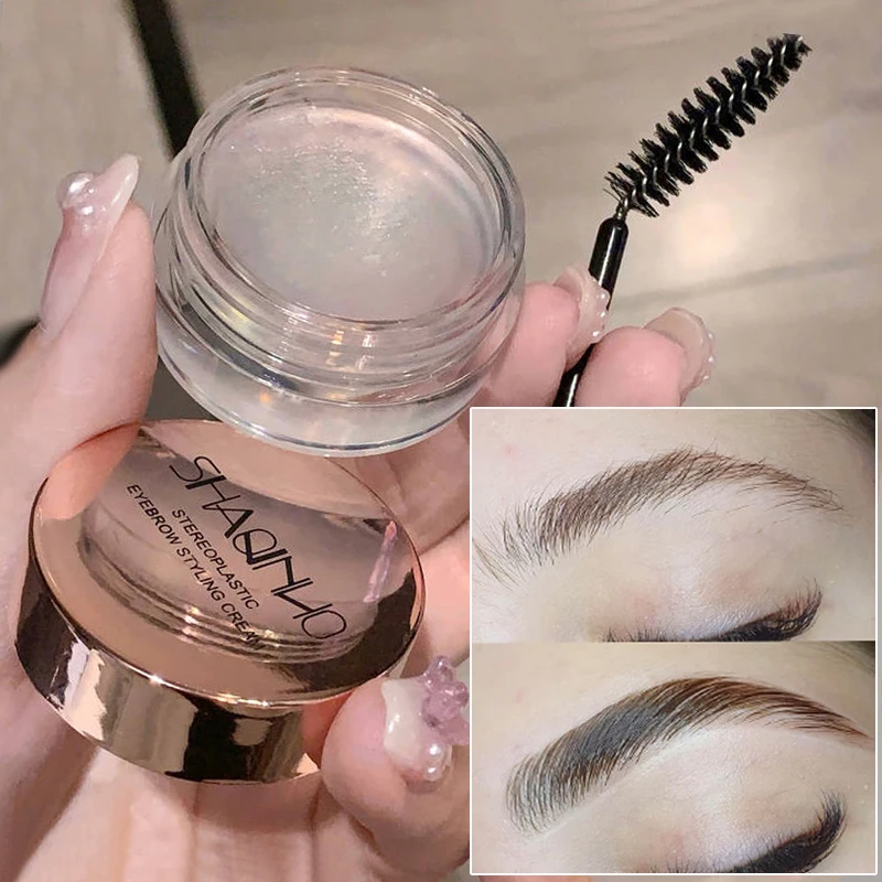 1PC Transparent 3D Eyebrow Styling Cream with Brush Quick-drying Long-Lasting Natural Wild Eyebrows Pomade Setting Gel Cosmetics