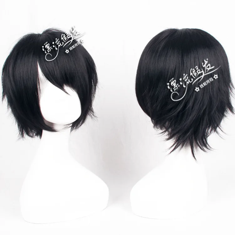 

Короткий черный синтетический парик для косплея, аниме, вечерние, повседневная одежда, термостойкий, естественный вид