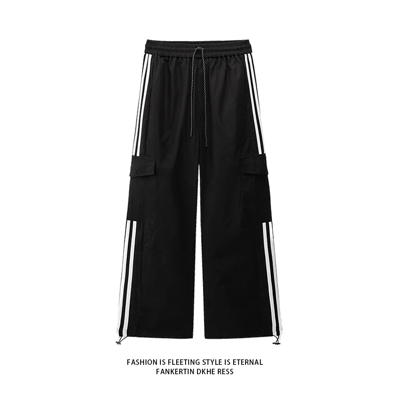 

2025 New Tee Bars Striped Sports Pants Loose Straight Leg Casual Trousers for Men Autumn Seasonal Comfortable Fit Polyester...