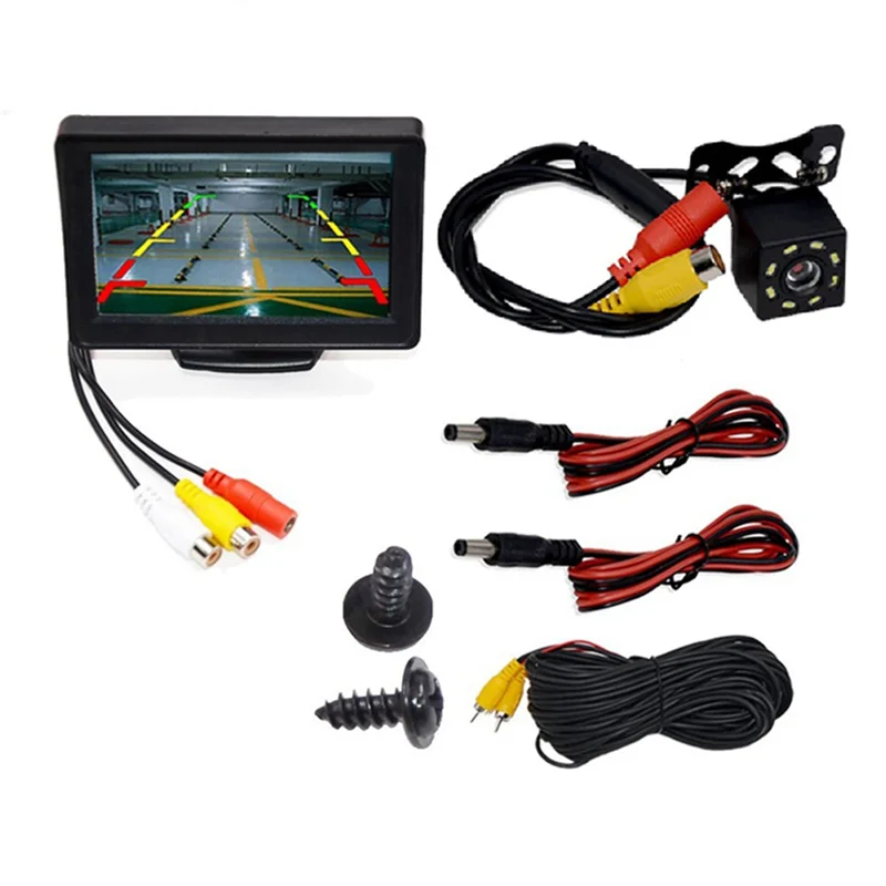 【Flash Sale】 Kamera Tampilan Belakang 2X Derajat Lebar Layar LCD TFT 4.3 Inci atau Monitor Cadangan Mundur Penglihatan Malam Tahan Air