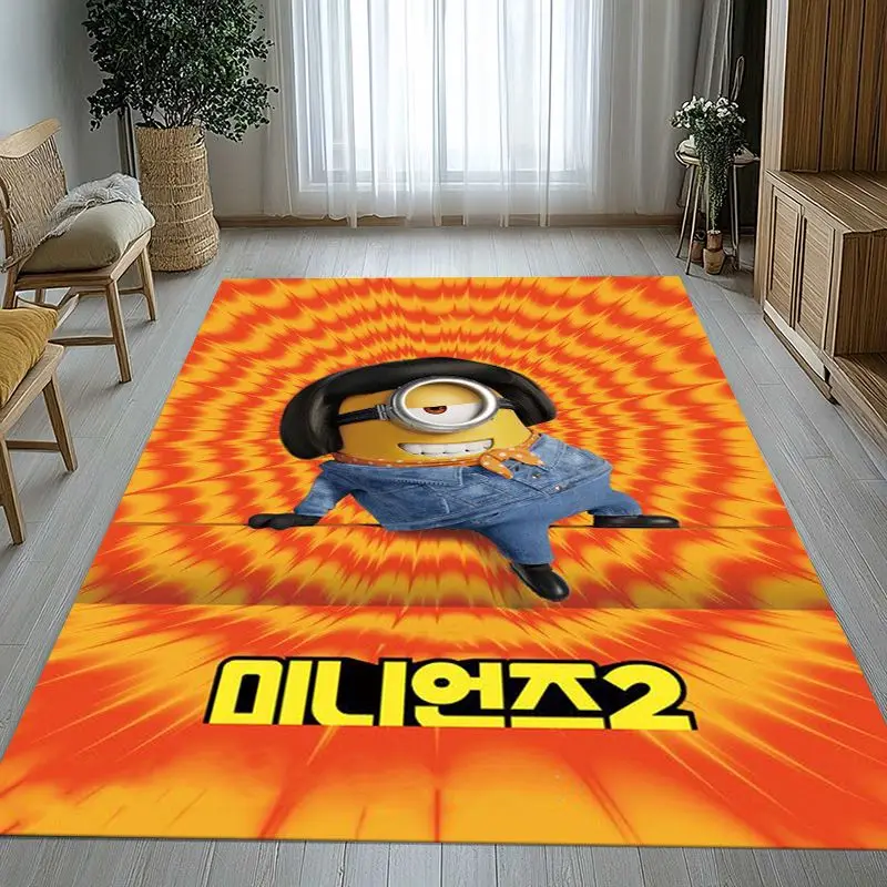 Funny Kawaii M-Minions Cartoon Area Rug,Soft Non-Slip Carpet Mat for Living Room Bedroom Playroom,Sofa Floor Rug,Home Decor Gift