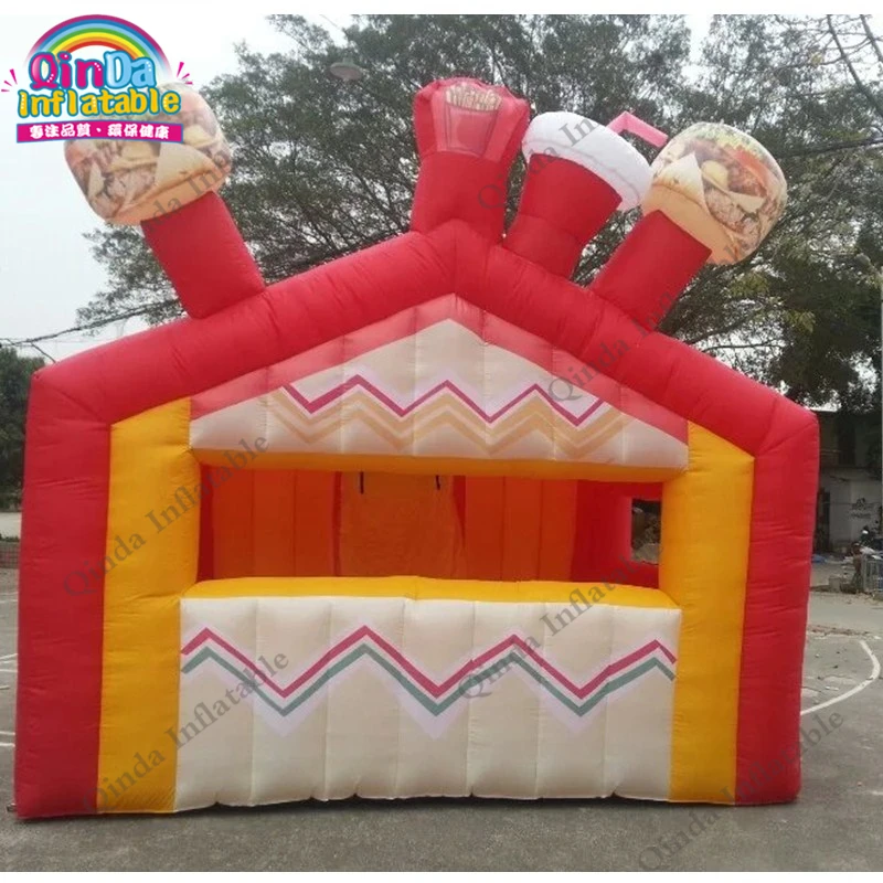 Customized Inflatable Food Booth Stand Shop,4*4*3M Pop Up Inflatable Stall For Chriden'day Decoration