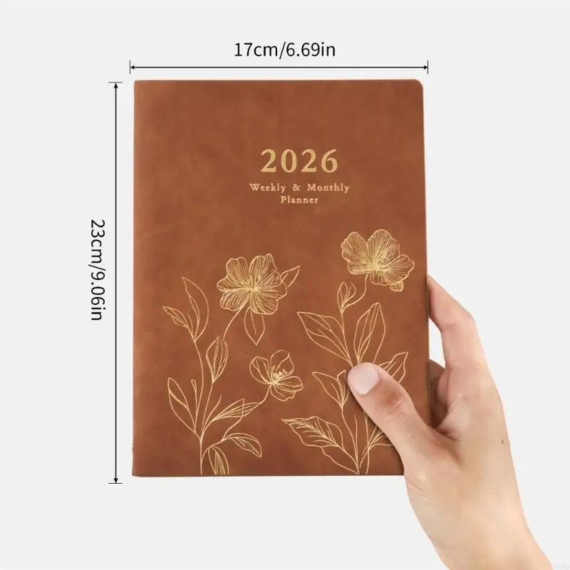 مخطط أسبوعي 2026 مع صفحات مؤرخة وغطاء جلدي مكون من 6 حلقات قابلة لإعادة الملء 2026 مخطط أكاديمي للجدولة H8WD