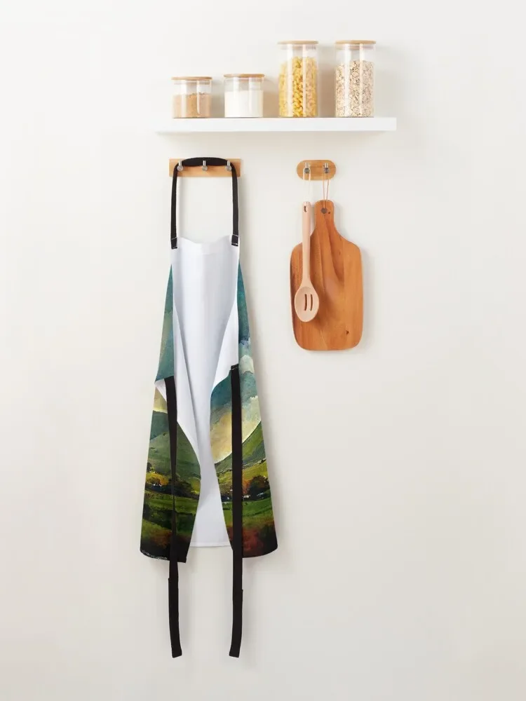 Pendle hill watercolour Apron Things For The Home New year's Kitchen Household Items Apron