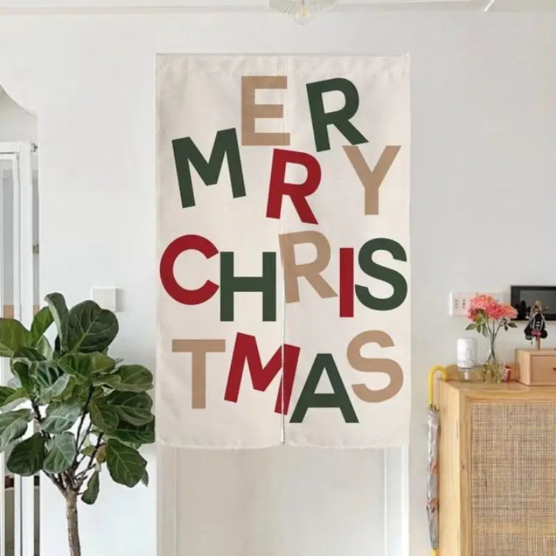 VIKAMA Christmas Cat Tree Light String Door Curtain Dark Green White Kitten Party Hat Star Bedroom Living Room Dorm Home Decor