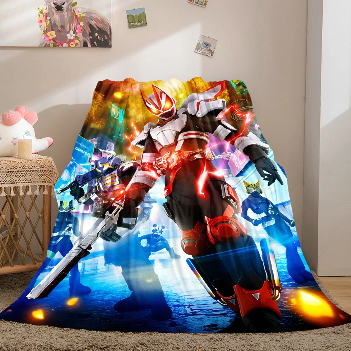 Kamen Rider Soft Flannel Blanket Lightweight Cozy Microfiber Blanket for Couch Bed Machine Washable LXR83