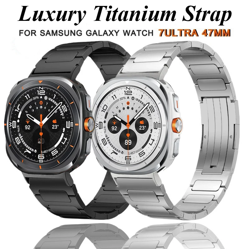 

No Gaps Titanium Watch Strap For Samsung Galaxy Watch Ultra 47mm Luxury Metal Bracelet For GALAXY Ultra 47mm Curved End Strap