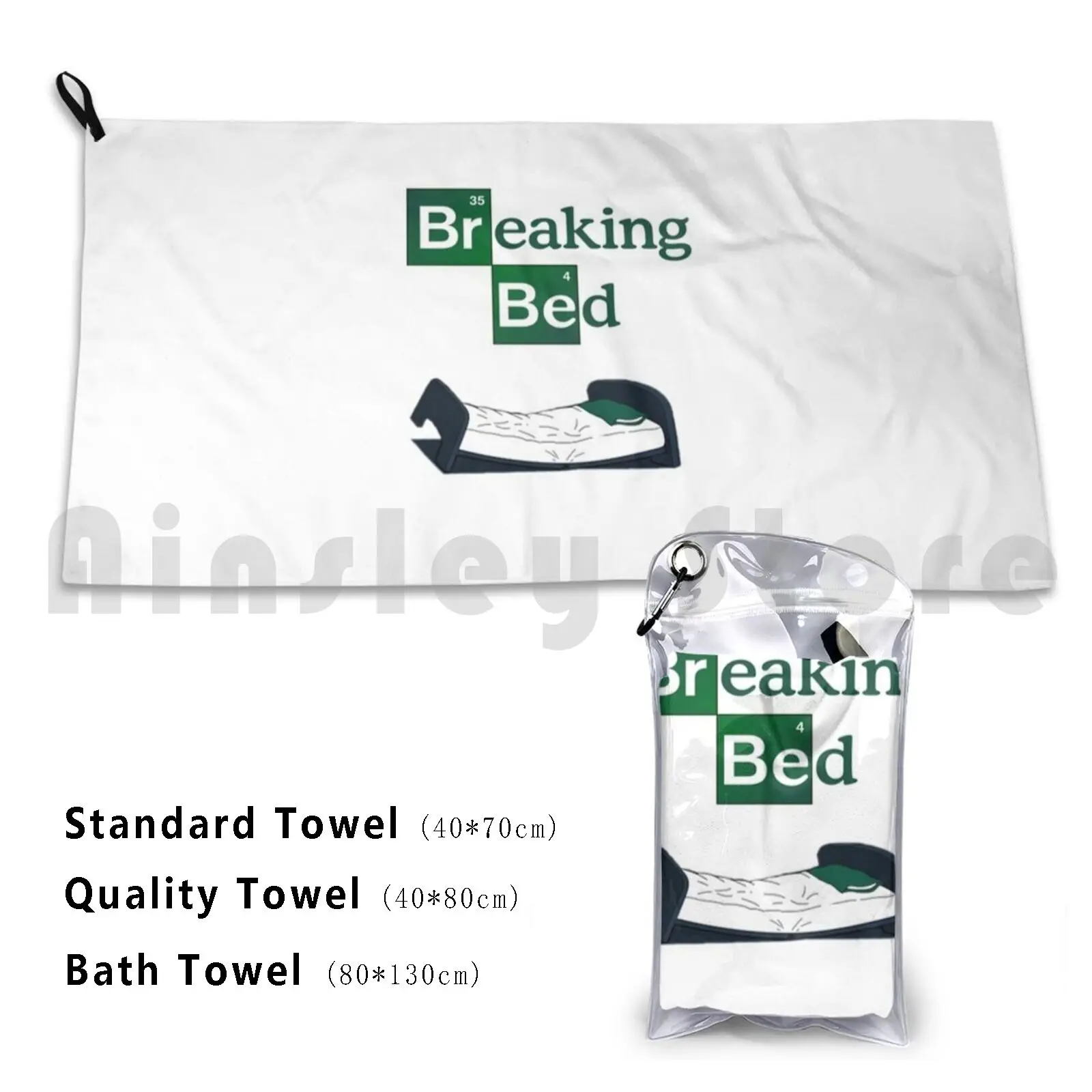 Breaking Bed Beach Towel Quick Dry Quality Towel Bed Broken Meth Drug Tv Show Movie Bald Walter White Logo Parody Shell