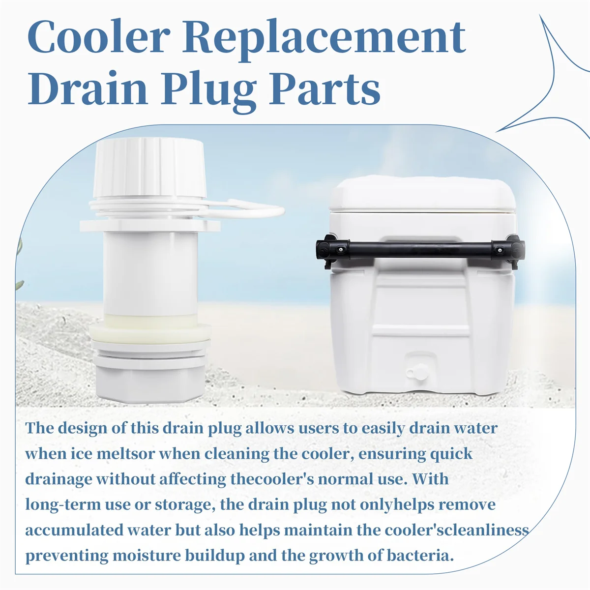 【Price Drop】Threaded Drain Plug with Plastic Tethered Cap for Igloo 50-165 Qt Coolers, Cooler Drain Plug Replacement Parts
