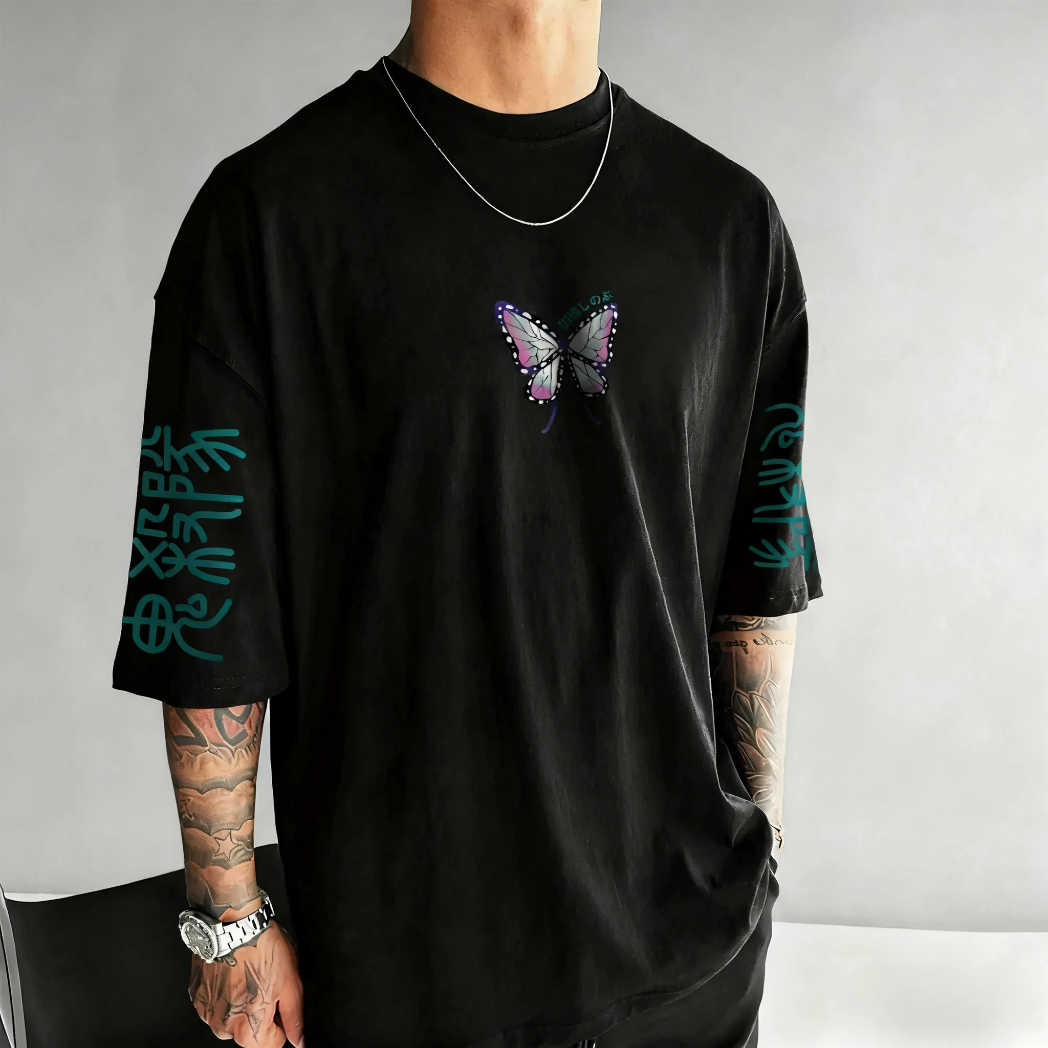 Demon Slayer Anime Joint T-shirt Men's Summer New Kochou Shinobu Printing Trend Ins Casual Loose Parent-child Short Sleeved Top