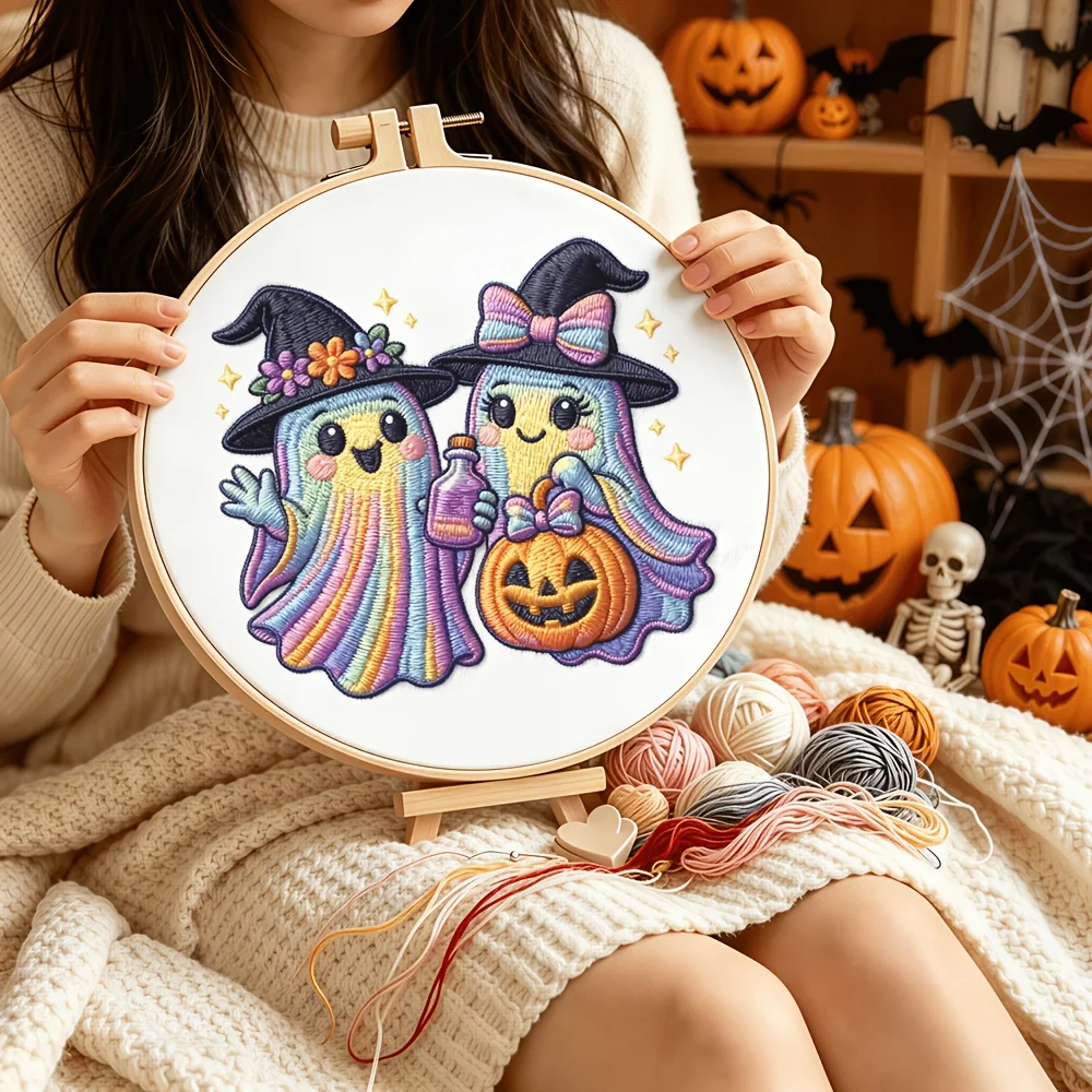 Embroidery Stitch Practice Kit Pre‑Printed Fabric Bamboo Hoop Thread Needles Learning Hand‑Stitching Craft Set
