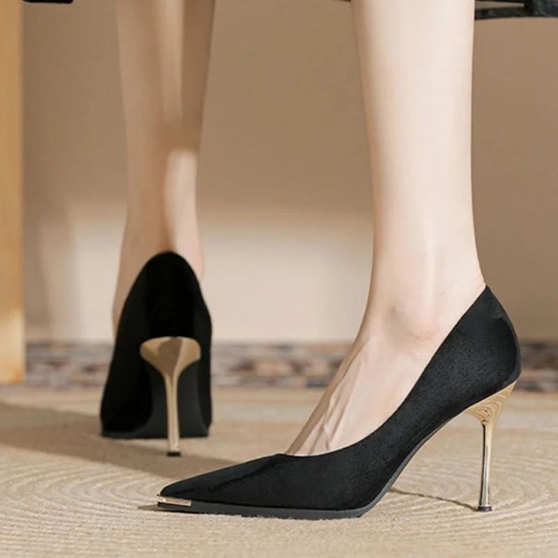 

Модные простые и удобные банкетные элегантные туфли на одинарной платформе, новые летние женские туфли на высоком каблуке с острым носком на тонком каблуке