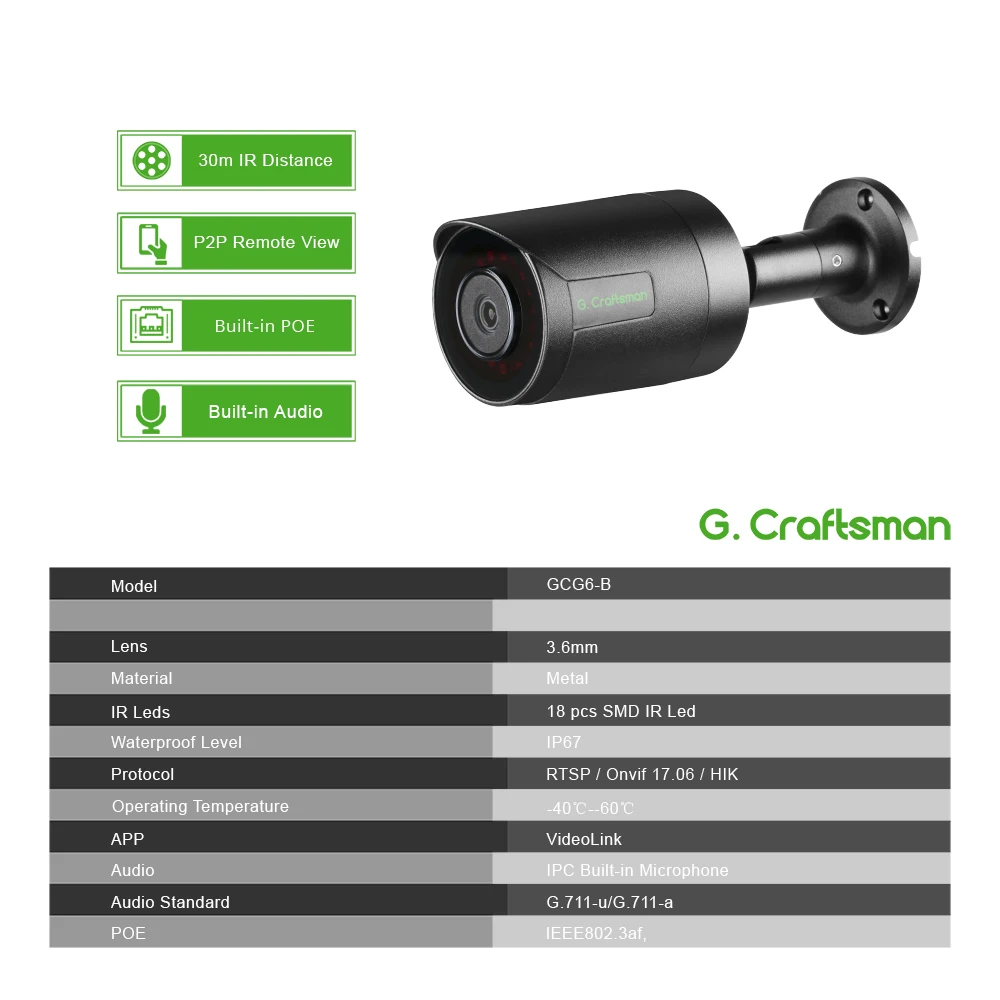 Imagem -02 - Poe Áudio ir Cctv Segurança de Vigilância por Vídeo Rtmp g. Artesão 6mp