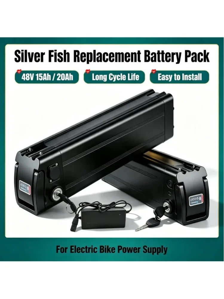 18650 Lithium-Akku 48V 20Ah 15Ah mit integriertem 30A BMS für Silverfish 250W-1000W Bafang Motor Kit mit 2A Ladegerät