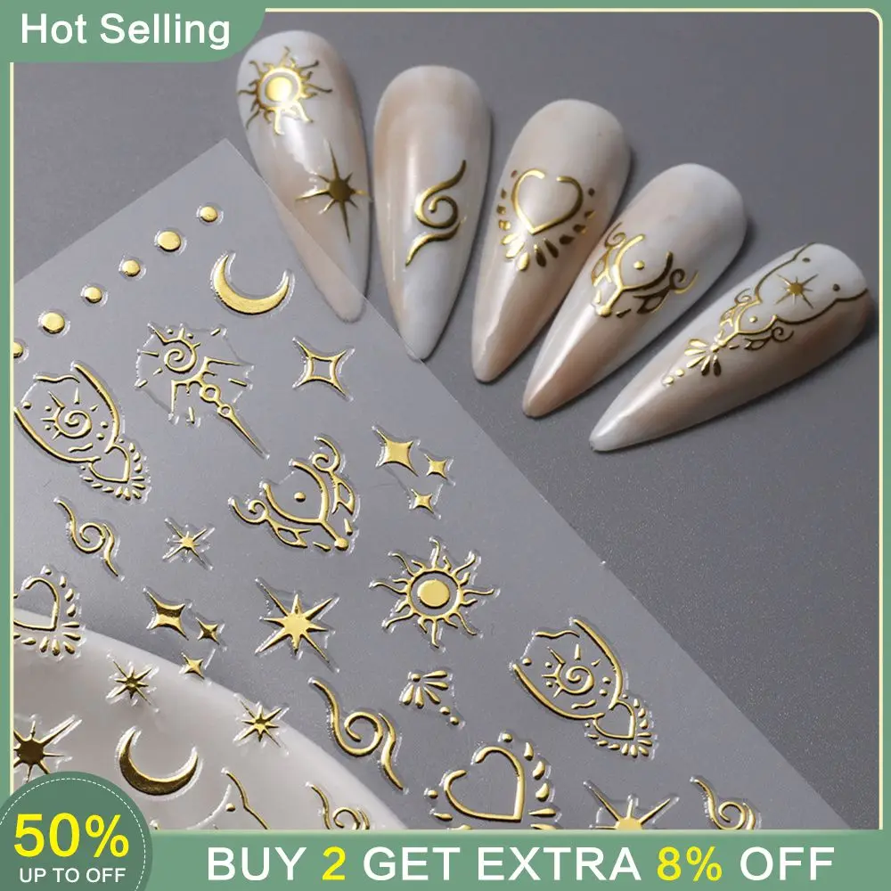 Nail Stickers Eye-catching Glamorous Mirror Finish Bohemian Manicure In-demand Gold Foil Trendy Fashionable Vintage Long-lasting