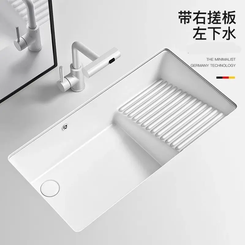 

Large size right washboard ceramic laundry basin under the counter basin with washboard deepened balcony laundry pool sink