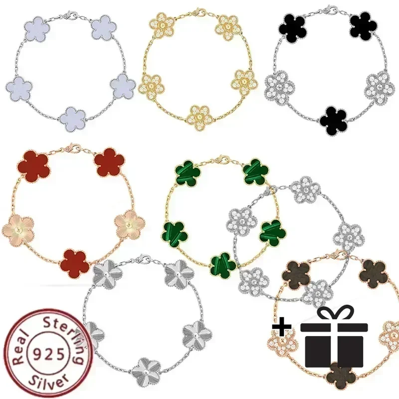 

2025 High qualitySilver Classic Lucky Grass Five Flower Bracelet, with top-notch aristocratic temperament, a must-have for women