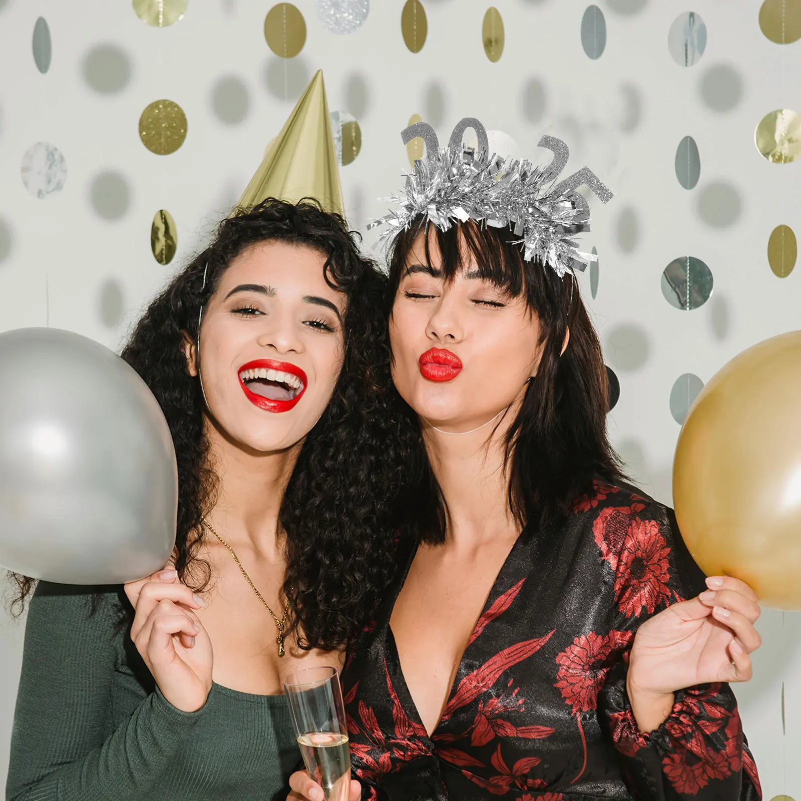 

2025 New Year Headband Festival Hair Clasp Lightweight Shiny Party Headdress for Adults Women Celebration Decorative Accessory