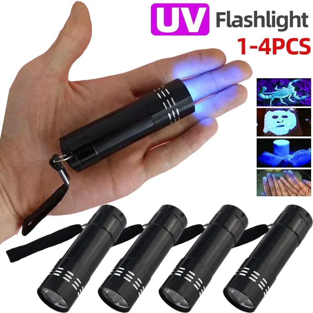 

9 LED Ultraviolet LED Flashlight Waterproof 395nm Handheld Ultraviolet Detector Portable for Fluorescent Agent/ Currency Test