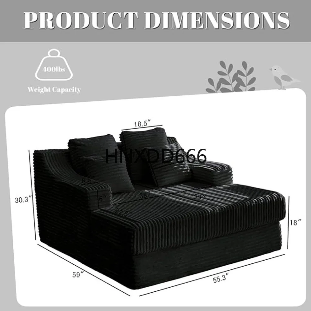 

Chaise Lounge Sofa Chair Indoor Cozy Sofa Bed Oversized with Four Pillow Fluffy Upholstered Sleeper Sofa Chair for Living Room