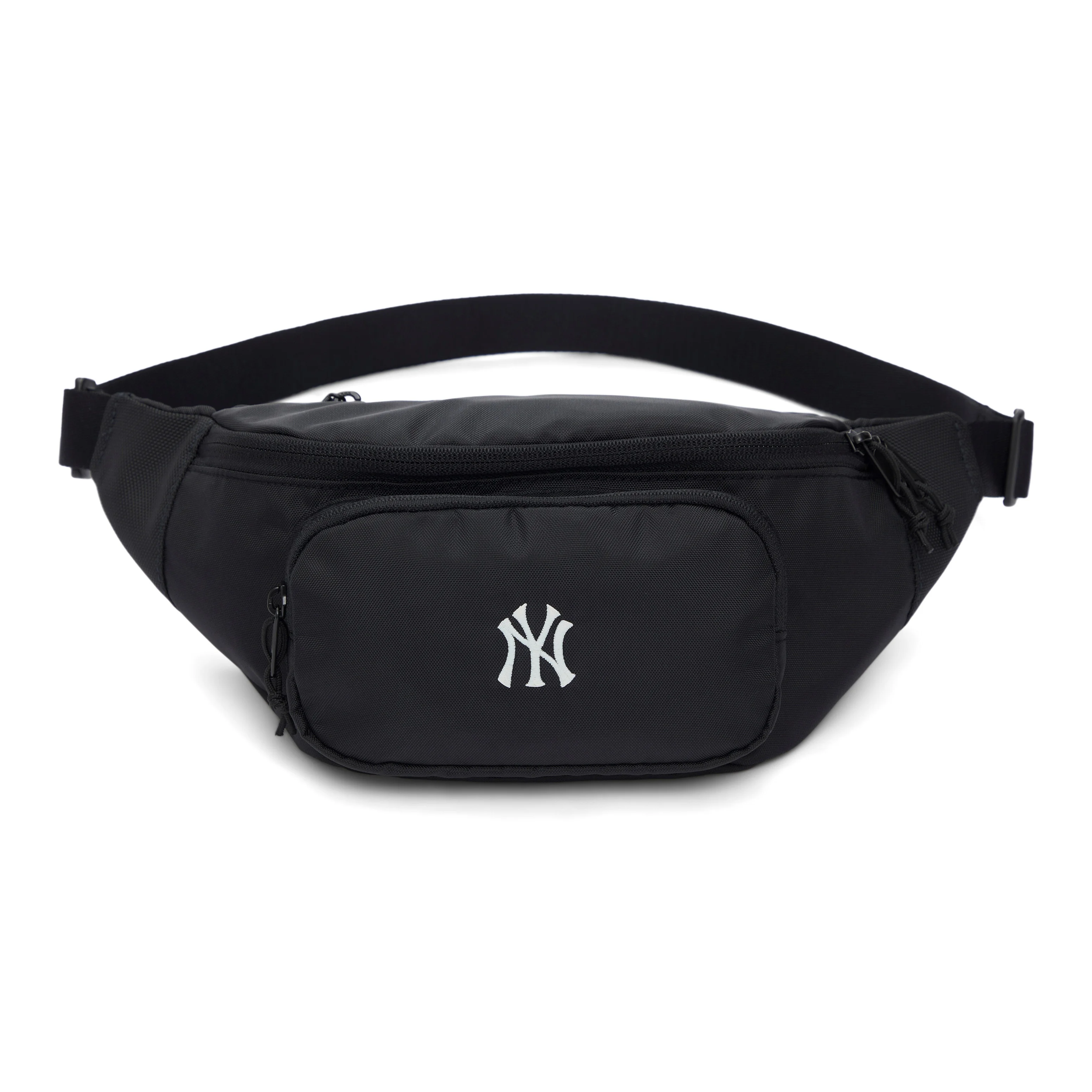 Bolsa de Cintura MLB New York Yankees em Poliéster, Bolsa Transversal, Bolsa de Ombro com Zíperes, Unissex, Preta