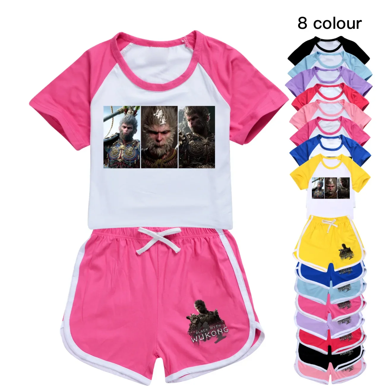 

New Fashion T-shirt Shorts Black Myth Wukong Casual Sports Suit Kids Boutique Clothing Wholesale Baby Girl Tops Set Boys3744