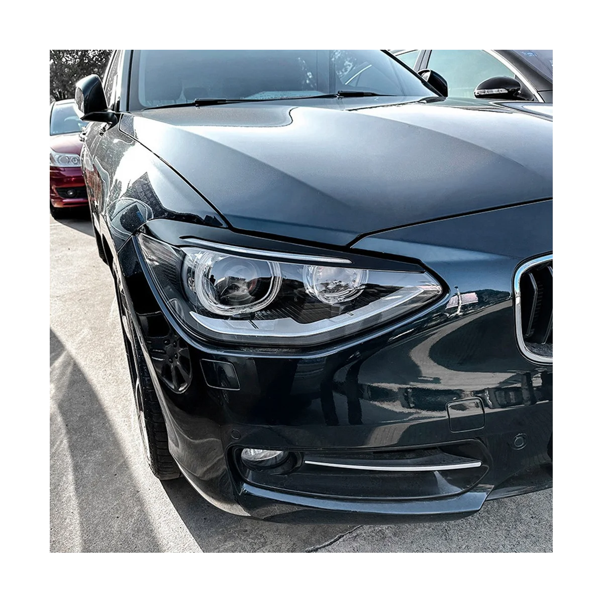 For BMW 1-Series F20 F21 Early 2011-2014 Glossy Black Front Headlight Cover Garnish Strip Eyebrow Cover Trim Sticker