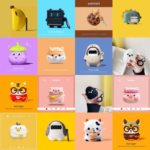 귀여운 만화 실리콘 케이스, 에어팟 1 2 3 프로 세대 케이스, 에어팟 3 세대 무선 이어폰 케이스 박스 