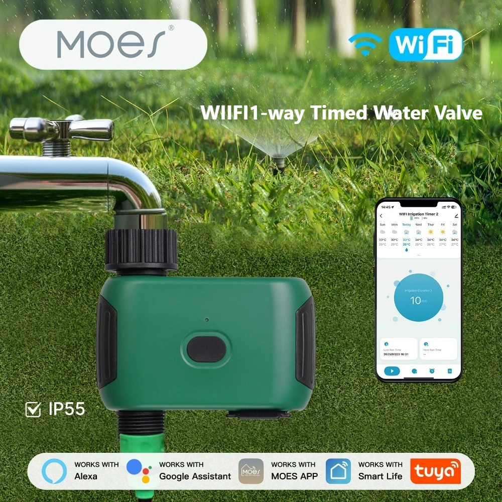 Tuya Smart WiFi 1-Way Water Valve IP55 Waterproof Garden Irrigation Timer APP Remote Control Automatic Flower Watering Valve