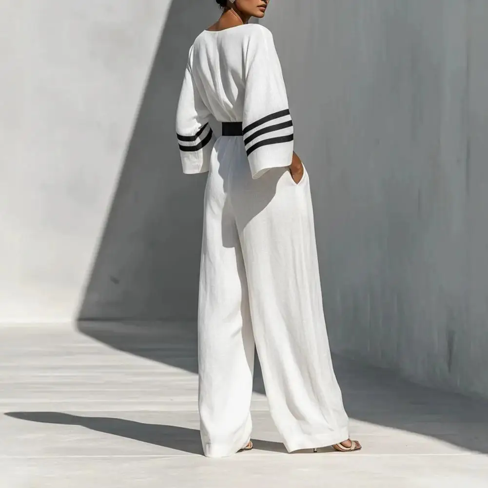 Women Summer Boho Dresses Retro Sexy Color Block Striped Beach Dresses Fashion Contrast Color Vacation Dress With Pockets