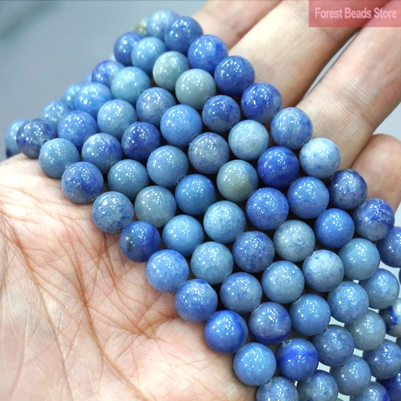 4/6/8/10/12mm Blue Aventurine Beads Natural Stone Round Loose Beads For DIY Making Charms Bracelet Necklace Jewelry 15'' Inch