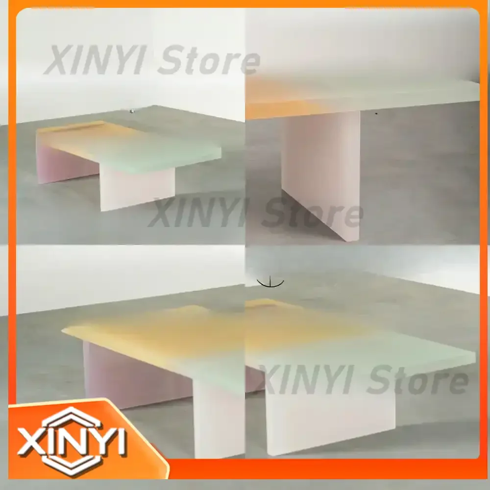 Matte Rectangular Coffee Table for Nordic Living Room Retro Acrylic Coffee Table