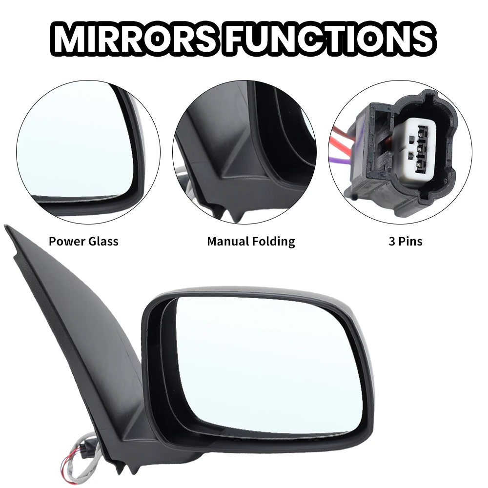 3 Pins Rearview Mirror Assembly，Nissan Frontier 2005-2021 For Pathfinder Xterra 2005 2006-2012 For Suzuki Equator 2009-2012