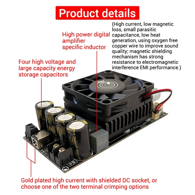 ZK-6001 Digital Power Amplifier Board 2.1 Channel 600W Subwoofer TPA3225 Bluetooth Amplifier Module With Shielded Wire