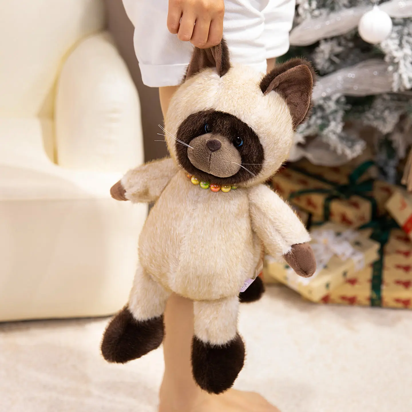 30-60 センチメートル新しいシャム猫ぬいぐるみシャム猫着用カラフルな首輪人形快適な動物キティぬいぐるみ枕誕生日ギフト