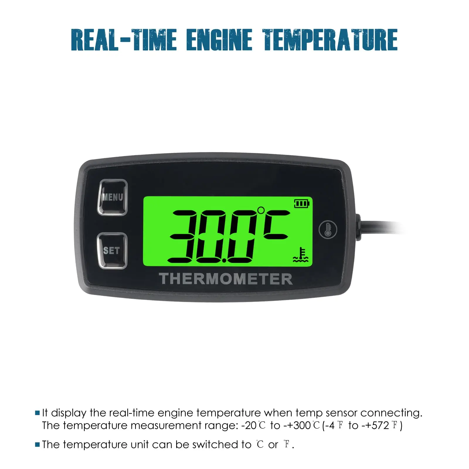Digital TEMP METER Thermometer Temperature Meter for Tractor ATV UTV Motorcycle Engine Generator Water Oil