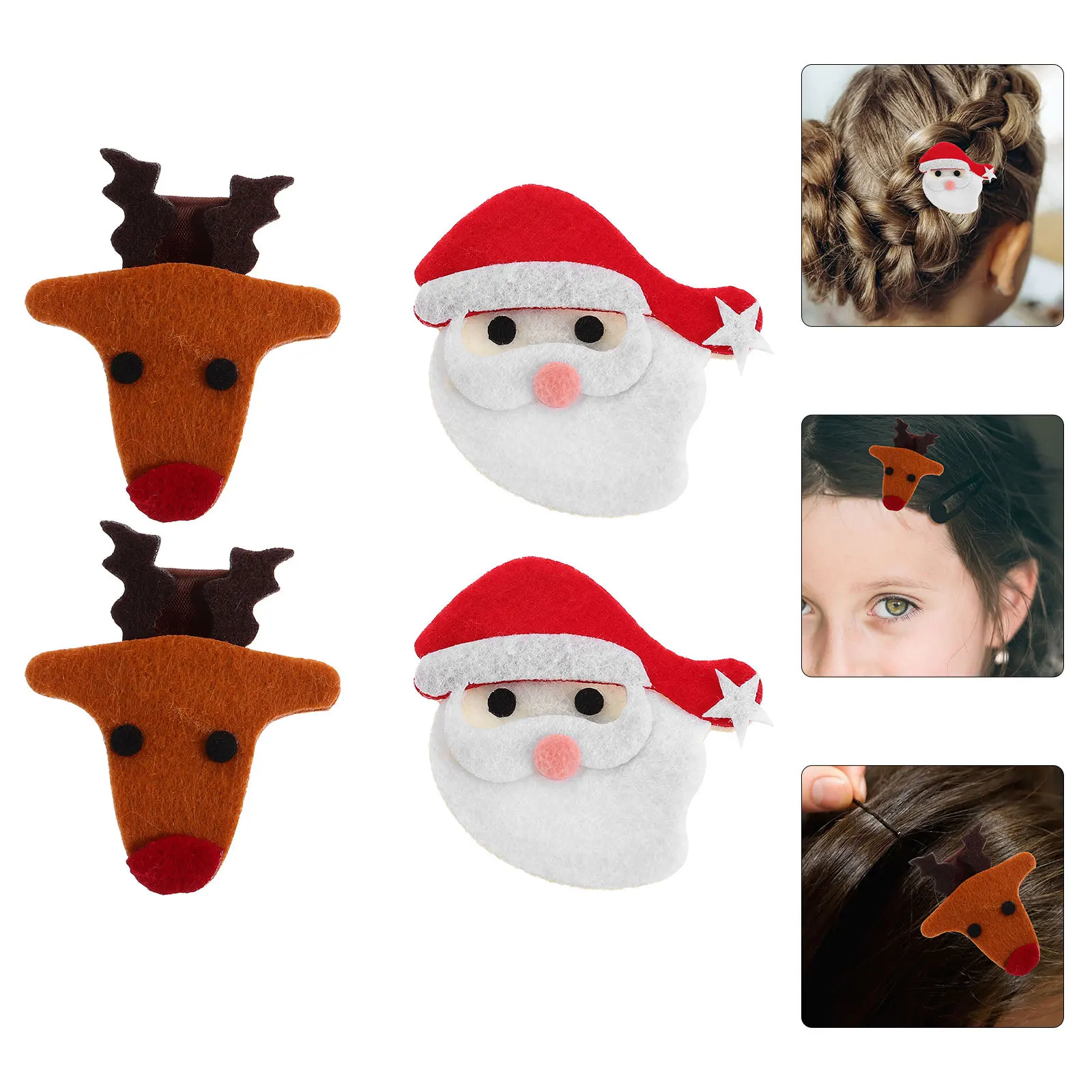 4 قطع من إكسسوارات شعر عيد الميلاد، دبوس شعر على طراز عيد الميلاد، مشابك جميلة لتزيين الحفلات، مشابك شعر لعيد الميلاد، غطاء رأس لعيد الميلاد #6