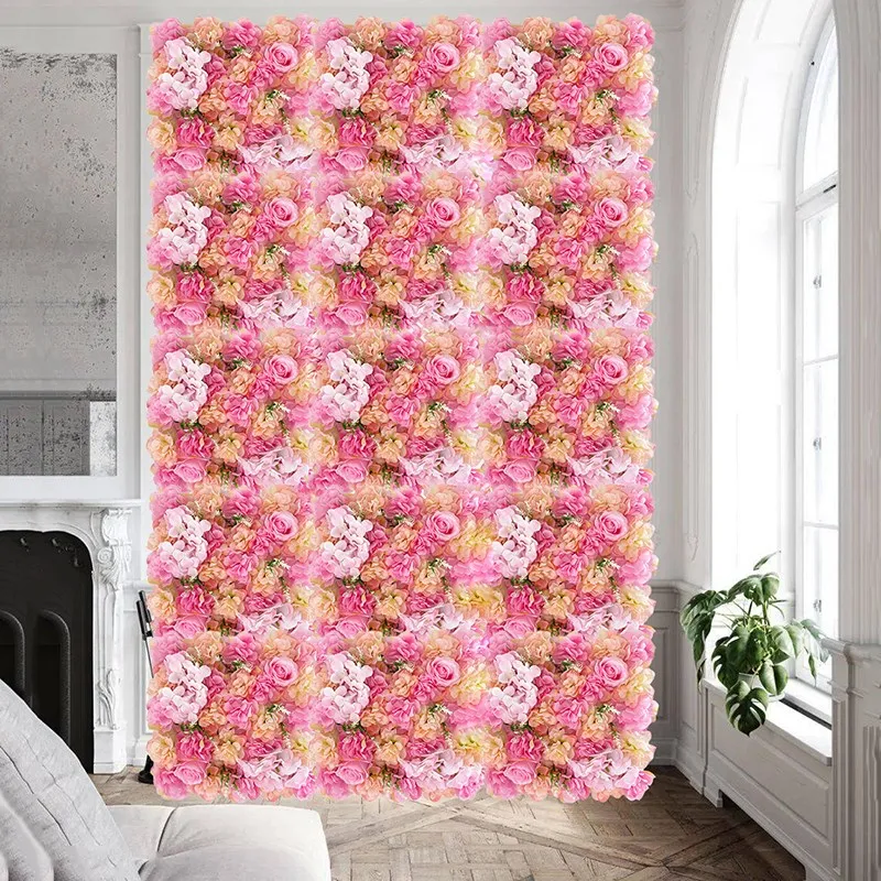  Artificial Flowers Wall Panel Faux Roses Flower Backdrop Wall for Party Wedding Bridal Shower Outdoor Decoration