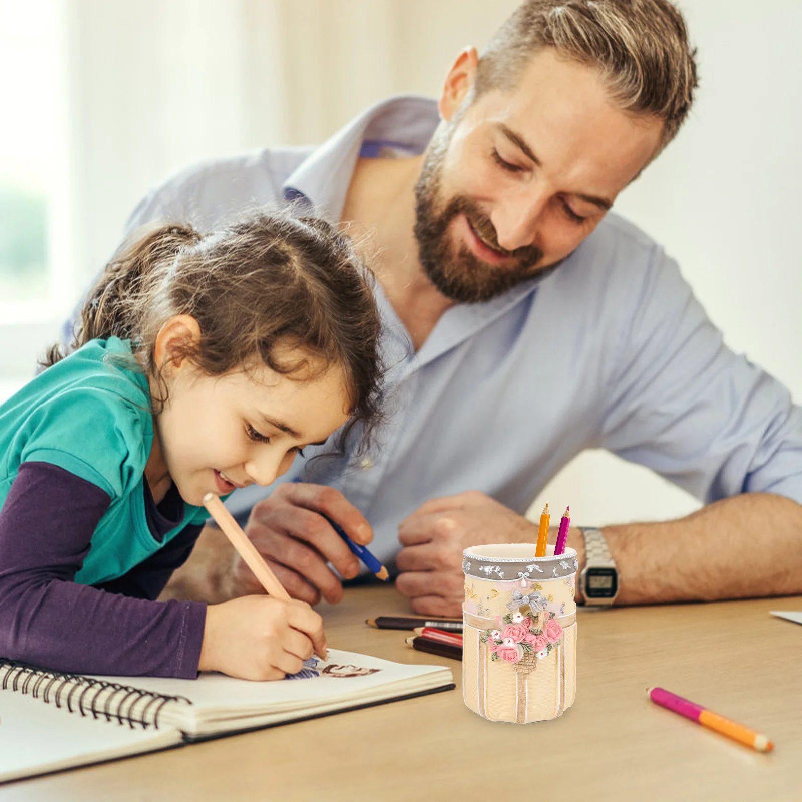 

Modern Resin Makeup Brush Cup Pen Holder Organizer for Desk Vanity Stationery Storage Brush Container Decor