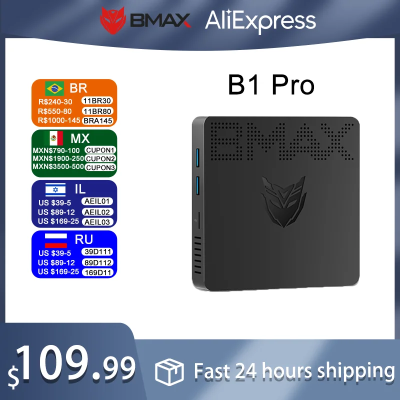 

Мини-ПК BMAX B1PRO | Win11 Pro | Intel N4000 | 8 ГБ+128 ГБ | двухдиапазонный Wi-Fi | Ультракомпакт | Микронастольный компьютер | Поддержка 4K