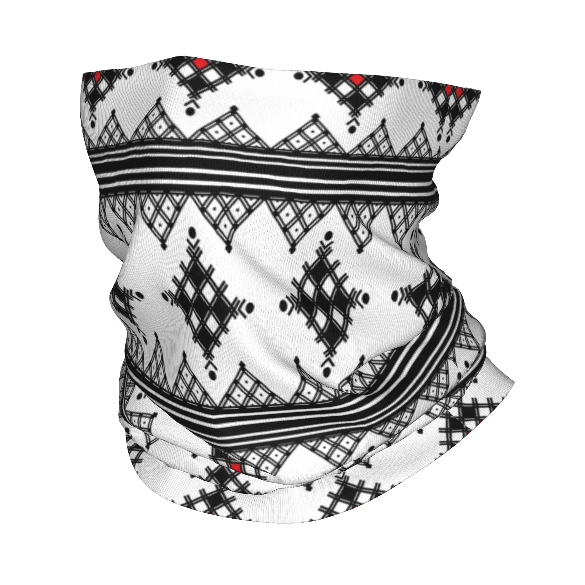 Amazigh Tribal Pattern Bandana Neck Warmer Women Men Winter Hiking Ski Scarf Gaiter Z Imazighen Face Cover