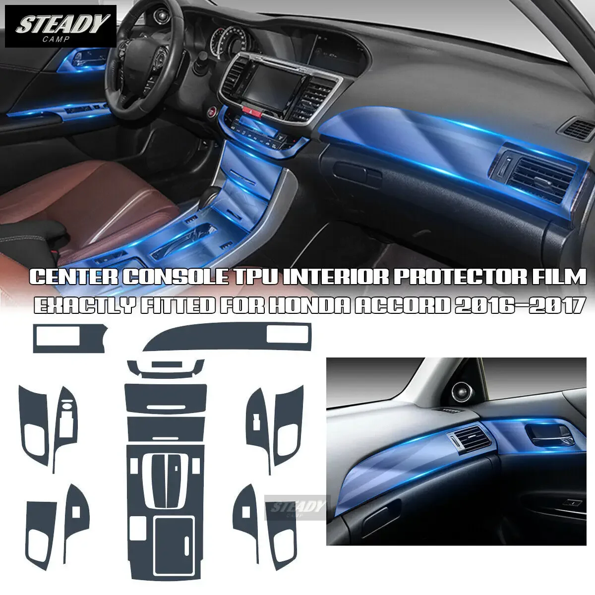 

For Honda Accord 2016-2017 Car Interior Center Console Transparent TPU Protective Film Anti-scratch Repair Accessories Refi