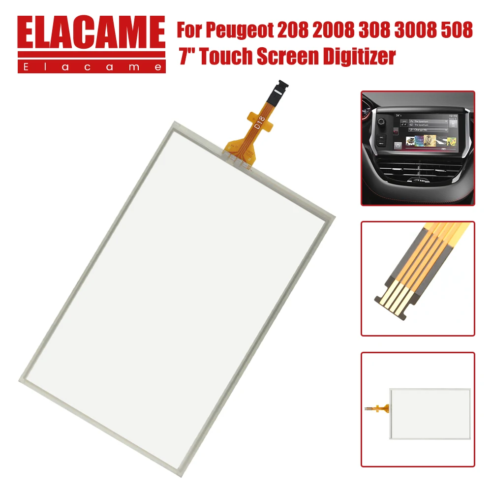 7 Inch 4Pins Glass Digitizer Panel For Peugeot 208 2008 308 Citroen C5 C4L C3XR Car Touch Screen DVD Player GPS Navigation
