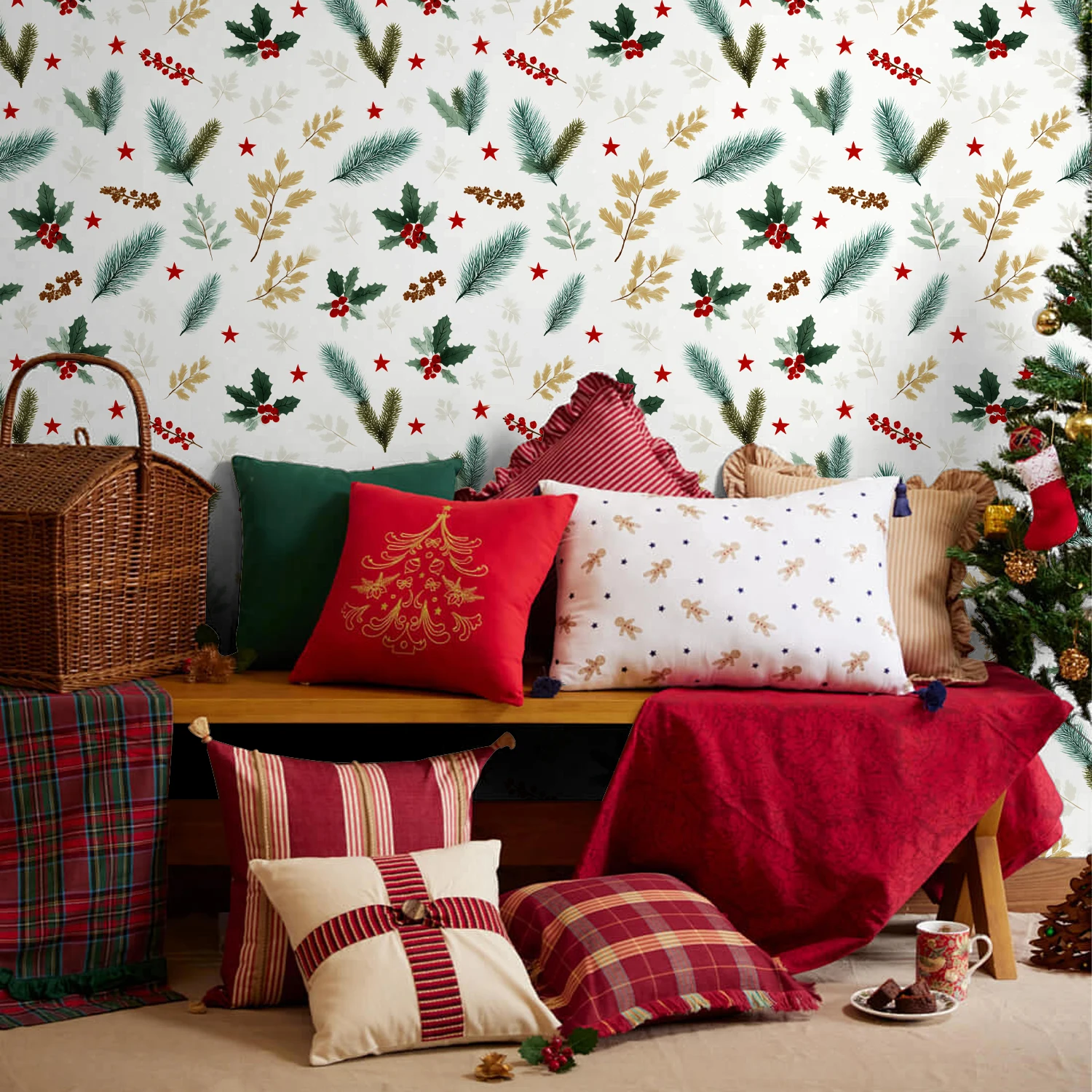 

Christmas style self-adhesive wallpaper wall sticker, suitable for living room and home decoration stickers (45 * 100/200/300CM)