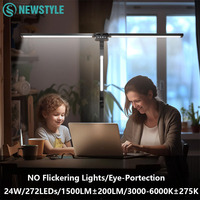 Led Desk Lamp for Office Home Eye Caring Architect Lamp with Clamp 24W 4 Color Flexible Adjustable Foldable PC Monitor Desk Lamp