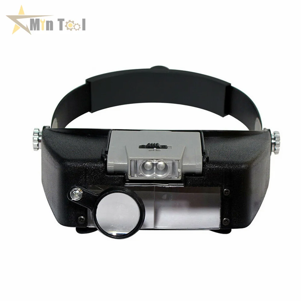 10X Headband Magnifier Glasses Helmet Style Loupe Lens LED Lights Loupe Microscope For Repairing Watch Jewelry Reading Tool